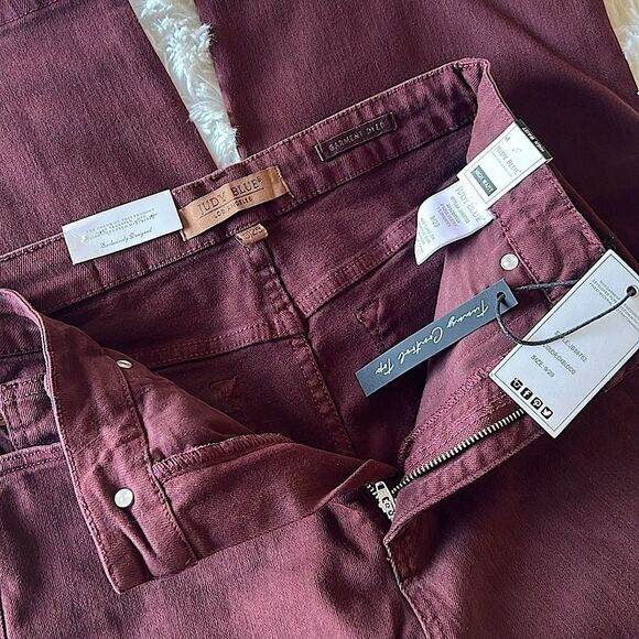 Judy Blue "Eva" Tummy Control Hi Waist Wide Leg Crop Burgundy Jeans 9/29 NWT - Picture 8 of 12